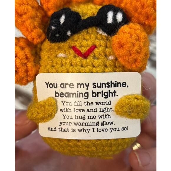 Vintage Crocheted Sun Ornament with Poem | Handmade Gift, 4" x 3.5" - Picture 2 of 4